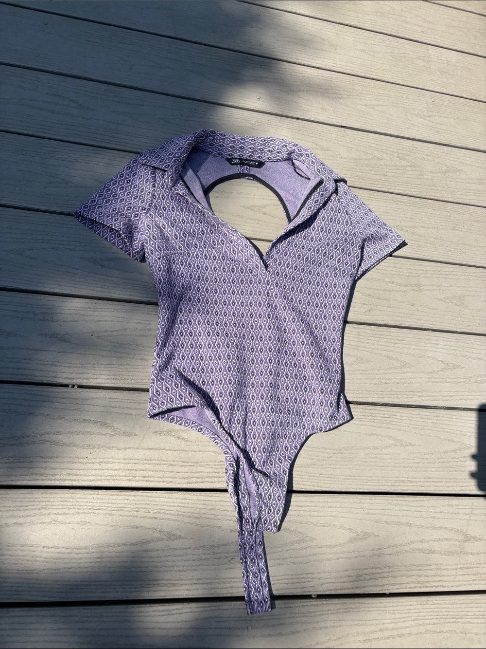 Zara Purple Geometric Pattern Top